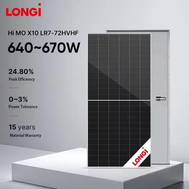 Longi Himo X10 Lr7-72hvh Factory Price Solar Panels 630w 640watt 650w N-type Topcon Half Cell Industrial Solar Energy System