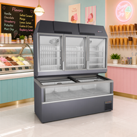 Congélateur combiné mural à double température avec porte vitrée verticale (partie supérieure) et congélateur horizontal (partie inférieure) pour supermarché