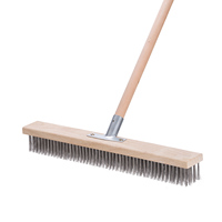 ZXD Offre Spéciale balai métallique robuste avec manche en bois (46 pouces), brosse à récurer pour sol en fil métallique rigide pour terrasse, terrasse, jardin, béton