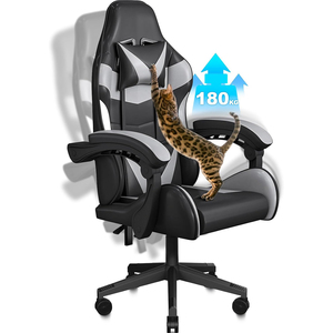 Chaise <span class=keywords><strong>de</strong></span> <span class=keywords><strong>bureau</strong></span> ergonomique avec appui-tête amovible Chaise pivotante 180kg Grande chaise <span class=keywords><strong>de</strong></span> jeu avec <span class=keywords><strong>protection</strong></span> contre les rayures contre les chats - Product Image 1