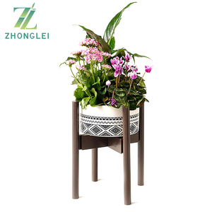 Usine de bambou Stand <span class=keywords><strong>Support</strong></span> De <span class=keywords><strong>Jardinière</strong></span> Marron Foncé Intérieur Extérieur avec Pot De Fleur Coaster <span class=keywords><strong>Réglable</strong></span> Largeur 8-12 Pouces - Product Image 6