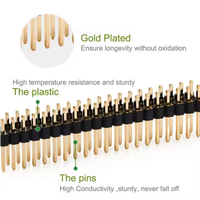 Connecteur d'en-tête de broche mâle simple ou double rangée de 2.54mm broche ronde droite pour connexions de fil dans un produit de genre unique PCB