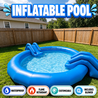 Piscine gonflable commerciale personnalisée avec double toboggan pour enfants, piscine de jeu aquatique pour jardin, piscine familiale pour fêtes en plein air