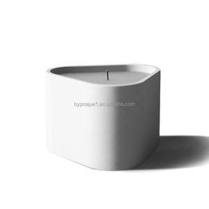 Pot à bougie en béton parfumé de 12oz en forme de triangle au design moderne, couvercle en <span class=keywords><strong>bois</strong></span> de luxe, décorations vides pour la maison, Noël, anniversaire et mariage - Product Image 2