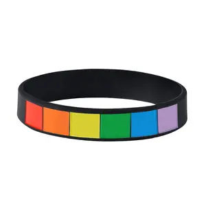 Yiwu Meise Plastic silicone sports rainbow bracelet
