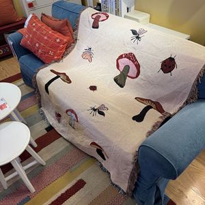 Ferm Living nordique forêt champignon brodé <span class=keywords><strong>tapisserie</strong></span> décorative 100% coton confortable doux lit couverture personnalisable - Product Image 3