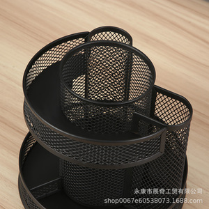 <b>Rotating</b> Pen Holder Metal Mesh Round Office Storage Organizer Multifunctional <b>Desk</b> Supply Container - Product Image 3