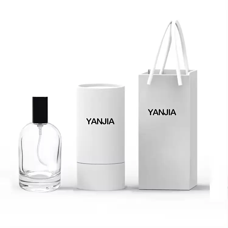 Wholesale Custom Round Cylinder Empty Glass Perfume Bottle 30ml 50ml 100ml Luxury Perfume Bottle With Box
