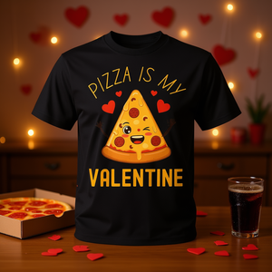 T-shirt 'Pizza Is My Valentine Heart Pepperoni' per San Valentino - Product Image 3
