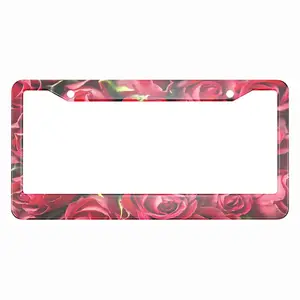 Moldura de placa de carro com flor rosa vermelha, textura natural de amor, tampa de metal para placas de carro, moldura frontal para carros