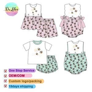 Ropa personalizada para niños bordado mamá y <span class=keywords><strong>yo</strong></span> vaquera diseño bebé estampado de leopardo tela suave trajes ropa - Product Image 2