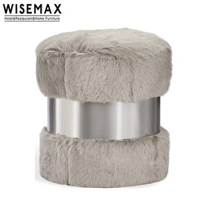WISEMAX FURNITURE meubles de salon canapés ottoman luxe laine d'agneau fourrure lit bout tabouret petit rond <span class=keywords><strong>coiffeuse</strong></span> tabouret - Product Image 2