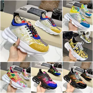 Designer Shoes Sneaker Designer Men Women Chain Reaction Shoes Net Cloth Elasticity Rubber Couple Fashion Thick Bottom Sneakers