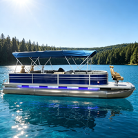 Bateau ponton en aluminium Premium Kinocean 26 pieds, qualité marine, multi-chambres, avec système d'éclairage complet