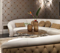 Canapé en cuir PU moderne de luxe de style italien à boutons capitonnés, 7 à 10 places, en forme de U, avec structure en bois massif, pour salon