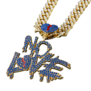 Collier avec pendentif en forme de lettre NO LOVE pour homme, vente en gros - Product Image 1