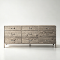 Commode en bois de style campagnard moderne et antique, avec 9 tiroirs et supports d'angle, pour la maison, l'appartement, la villa