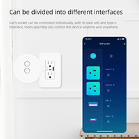 Prise murale intelligente WiFi Tuya, norme américaine, 2 prises, AC 240V, chargeur Type-C et USB, protection contre les surcharges, compatible avec Alexa/Google
