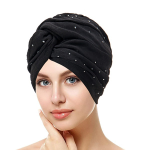 <span class=keywords><strong>CELESTE</strong></span> Turbante Negro Mujer con Lunares Dorados Diadema Ajustable Algodón Alambre Protector Diseño - Product Image 2