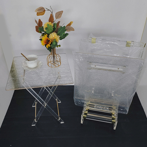 Nhà Máy Bán Buôn Luxury Bạc Gương Bàn Cà Phê Rõ Ràng Acrylic Folding Tray Bảng Với In Ấn - Product Image 4