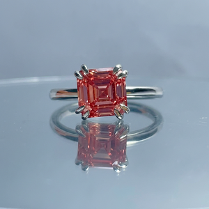 Bague de mariage éternelle en or massif 14 carats personnalisée avec diamant rose vif de laboratoire VS1, taille Asscher 2 carats - Product Image 1