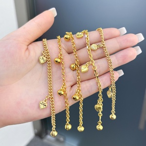 JXX Wholesale 24K Gold-Plated Brass <b>Bracelet</b> with Heart <b>Bead</b> Pendant Trendy Women's Jewelry - Product Image 1