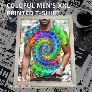 เสื้อยืดฮิปฮอปผู้ชายสีสันสดใส ลายพิมพ์ 3 มิติ ดีไซน์เรียบง่าย ผ้าถัก ไซส์ใหญ่ XXL น้ำหนัก 180 กรัม ความยาวสั้น - Product Image 2