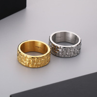 Anillo de oro de 18K para hombre, joyería de moda a rayas geométricas, Pared De Palacio, declaración de boda, anillos para hombre, joyería de acero inoxidable, anillo de pareja