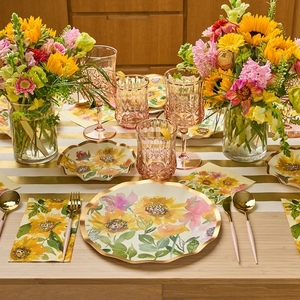 Sunflower Party Tableware <b>Set</b> Custom Printing Gold Hot Stamping Edge Paper Plate Cup Napkin <b>Set</b> Theme Party Supplies - Product Image 5