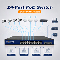 Switch Gigabit PoE+ 24 Port Tanpa Manajemen Plug and Play 400W 8K MAC 2 SFP IEEE 802.3af/at Paket Massal