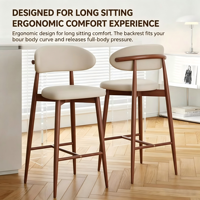 Tabouret de bar domestique de luxe léger en fer, chaise de bar nordique avec dossier, tabouret de comptoir moderne et minimaliste pour îlot de cuisine et bar à domicile