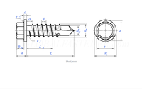 Vis autoperceuses pour toiture à tête hexagonale avec rondelle en caoutchouc EPDM, en acier inoxydable/acier au carbone galvanisé, métrique/pouce, classe 4.8