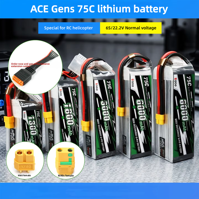 ACE LiPo Battery 6S 22.2V 75C 1450/1800/2200/3000/5000/6000/6800mAh RC FPV Drone Battery