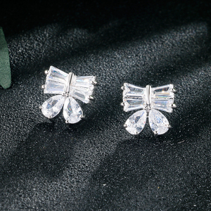 RAKOL EP3034 mariposa Rosa pendientes Cubic Zirconia oreja Stud pendientes lindos joyería de mujer 2025 gran oferta - Product Image 3