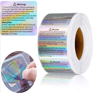 Etiquetas de Advertencia Holográficas de PVC de 1.5 Pulgadas para Velas, 500 Unidades por Rollo, Adhesivos de Seguridad - Product Image 4