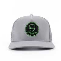 Casquette Oxford 5 panneaux grise de haute qualité avec perforations découpées au laser, patch brodé personnalisé, tissu Dobby 100% Argyle Fruit Leopard