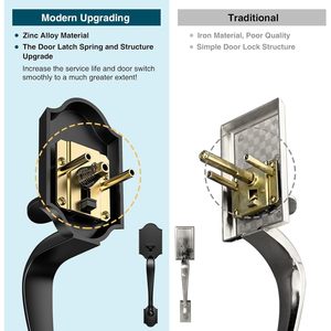 Calzibeno <b>Black</b> Front <b>Door</b> Handle And Deadbolt Set With Crystal Glass <b>Knob</b> Entry Lock Matte Finish Zinc Material - Product Image 4