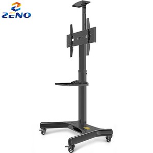 Supporto professionale di rotolamento <span class=keywords><strong>TV</strong></span> per <span class=keywords><strong>sala</strong></span> conferenze, carrello di visualizzazione regolabile in altezza con piastra superiore per fotocamera e Router - Product Image 3