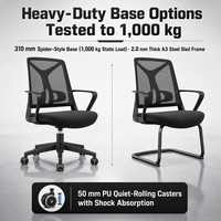Chaise de bureau ergonomique à dossier haut en maille avec appui-tête 2D, support lombaire fixe et base araignée