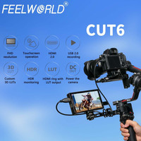 FEELWORLD CUT6 DSLR-Kamera Feldmonitor 6-Zoll FHD IPS mit Touchscreen, Micro-SD-Karten-Unterstützung und 3,5mm Stereo-Kopfhöreranschluss