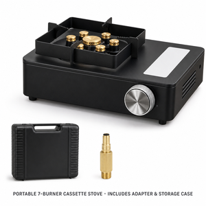 Nuovo Fornello a Gas Butano Portatile Antivento a Sette Stelle per Campeggio, Attrezzatura da Cucina ad Alta Potenza per Barbecue all'Aperto, 3-5 Persone - Product Image 3