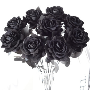 Rosas Negras Góticas Artificiales de Terciopelo y Seda para Decoración de Halloween, Accesorios de Fotografía de Bodas, Venta al Por Mayor - Product Image 1