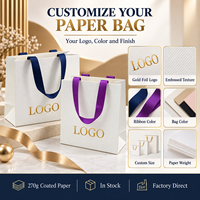 Sacs en papier couché 270g avec votre propre logo, 18,5 x 8 x 16,5 cm, en stock, avec dorure à chaud pour cadeaux de parfums et de soins de la peau