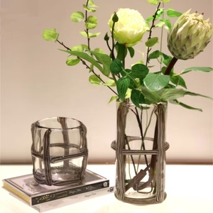 แจกันแก้วตกแต่งทำมือสไตล์วินเทจลายม้าลาย สำหรับตกแต่งภายในบ้าน - Product Image 2