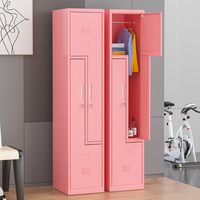 Casier en acier en forme de L, armoire de rangement en métal en forme de Z, casiers à 2 compartiments, serrure à clé, écologique, imperméable, pour salle de sport, école, bureau