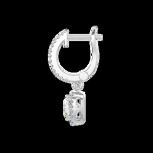 White Gold Cushion Halo Solitaire <b>Dangle</b> <b>Diamond</b> <b>Earrings</b> - Product Image 1