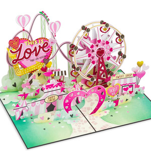 Factory Price Custom Eco-friendly UV Printed 3D Pop-up Carousel Love Card Creative Circus Design Valentine's Day Gift Card