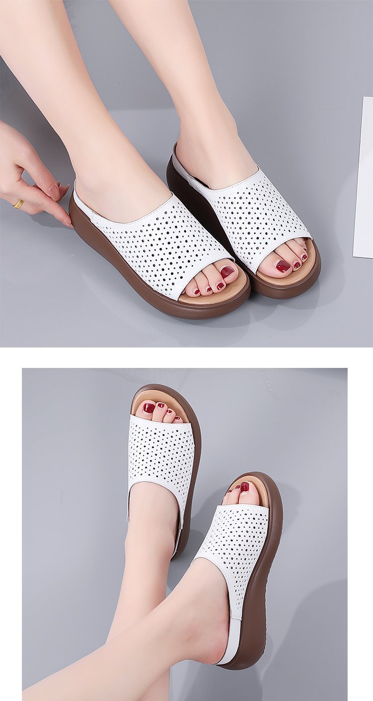 Hollow Platform Slippers Summer Wedges Fish Mouth Open Toe Women Sandals Large Size