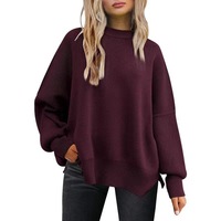 Pull en fibre acrylique épais à col rond et manches chauve-souris, style nautique européen et américain, pour femme, collection automne 2023, tricoté