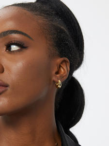 2024 Trendy 925 <b>Sterling</b> <b>Silver</b> Chunky Hoop Earrings Real Gold Plated Geometric Pattern for Weddings Parties Alloy Fashion - Product Image 4